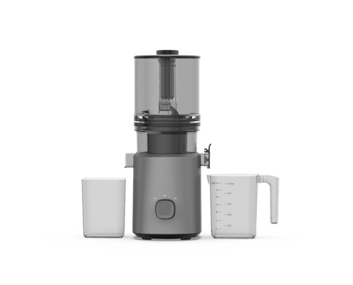 Spremiagrumi a masticazione lenta grigio argento HJ303 – Scivolo largo 155 mm per ananas intero, motore da 200 W, tazza per succo da 1000 ml, funzionamento silenzioso