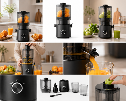 Fresh Smart HJ303 Extra-Wide Slow Masticating Juicer Per l'amore per il succo fresco con goccia da 155 mm, Hopper da 2400 ml, 200W Cold Press e auto-pulizia