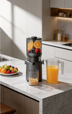 Fresh Smart HJ303 Extra-Wide Slow Masticating Juicer Per l'amore per il succo fresco con goccia da 155 mm, Hopper da 2400 ml, 200W Cold Press e auto-pulizia