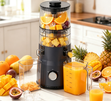 Fresh Smart HJ103A Compact Slow Masticating Juicer Nuovo colore preferito della tua cucina con 4 opzioni di colore, 135mm di larghezza, 200W di stampa a freddo e auto-pulizia