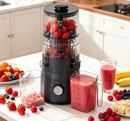 Fresh Smart HJ103A Compact Slow Masticating Juicer ️ Rendi ogni mattina più colorata con 135mm di larghezza, 200W di stampa a freddo e auto-pulizia