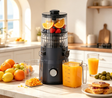 Fresh Smart HJ103 Compact Slow Masticating Juicer Più valore, meno spazio, lo stesso grande succo con 135mm di larghezza, 200W di stampa a freddo e auto-pulizia