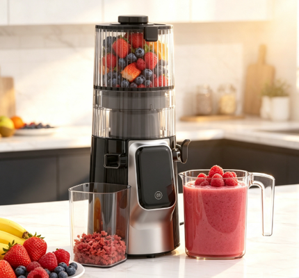 Fresh Smart HJ102D Multi-Function Slow Masticating Juicer Il tuo partner per uno stile di vita sano con 6 modalità, 135mm di larghezza, 200W di stampa a freddo e auto-pulizia
