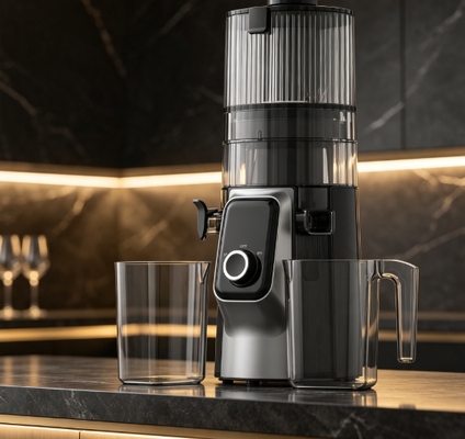 Centrifuga lenta Fresh Smart HJ102C – La centrifuga che rende il benessere meraviglioso con 3 velocità regolabili, bocca larga da 135 mm, spremitura a freddo da 200 W e autopulizia
