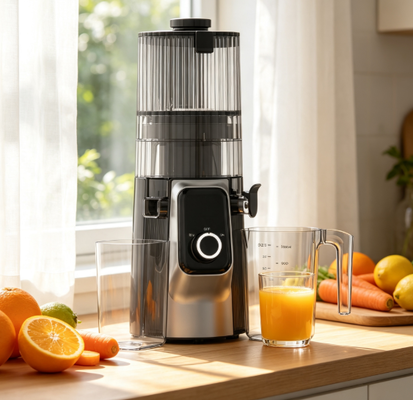 Centrifuga lenta Smart HJ102C Fresh – Il tuo studio di succhi personalizzato con 3 velocità regolabili, bocca larga da 135 mm, spremitura a freddo da 200 W e autopulizia per succhi di qualità artigianale
