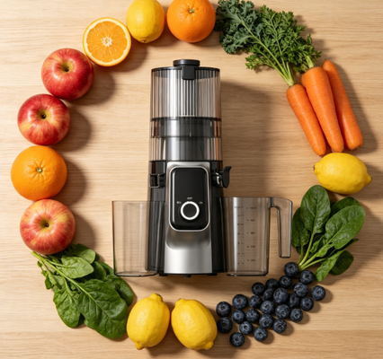 Centrifuga lenta Smart HJ102C Fresh – Edizione Multi-Velocità con 3 impostazioni di velocità regolabili, canale largo 135 mm, spremitura a freddo da 200 W e autopulente per centrifughe personalizzate
