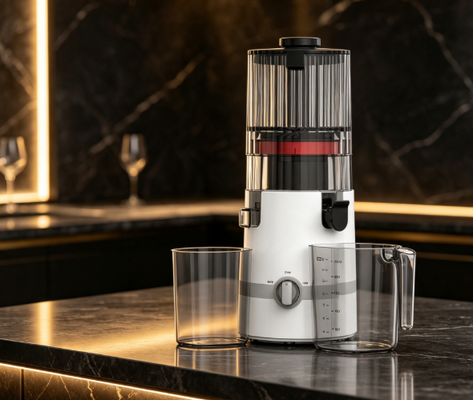 Centrifuga lenta Fresh Smart HJ102B – Fresca, Veloce, Sicura, Deliziosa – Tutto ciò di cui la tua famiglia ha bisogno con tramoggia da 135 mm, spremitura a freddo da 200 W, autopulente e blocco