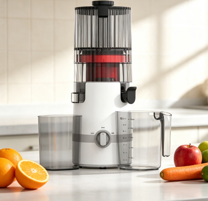 Fresh Smart HJ102B Slow Masticating Juicer Il succhiatore per la famiglia che ti fa risparmiare tempo e denaro con cassa di 135 mm, stampa a freddo da 200 W, auto-pulizia e serratura di sicurezza
