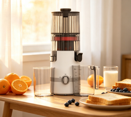 Fresh Smart HJ102B Slow Masticating Juicer Il battito cardiaco della tua cucina sana con cassa di 135 mm, stampa a freddo da 200 W, auto-pulizia e lucchetto di sicurezza familiare