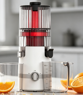 Centrifuga lenta Smart HJ102B Fresh – La centrifuga per famiglie che userai davvero, con tramoggia da 135 mm, spremitura a freddo da 200 W, autopulente e blocco di sicurezza
