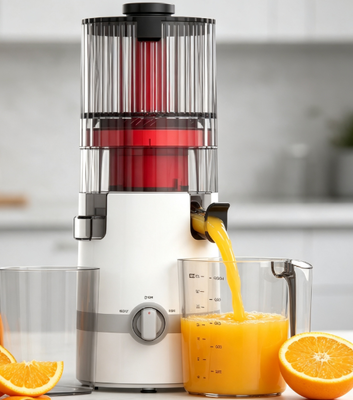 Centrifuga lenta Smart HJ102B Fresh – Il modo intelligente per succhi freschi con tramoggia da 135 mm, spremitura a freddo da 200 W, autopulente e blocco di sicurezza per famiglie