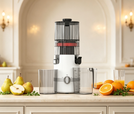 Fresh Smart HJ102B Slow Masticating Juicer Il modo più semplice per masticare succo fresco con Smart Safety Lock, 135mm Chute, 200W Cold Press & Self Cleaning per ogni famiglia