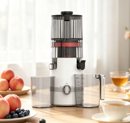 Fresh Smart HJ102B Slow Masticating Juicer La scelta intelligente per il benessere familiare con tecnologia SafetyLock, 135mm di larghezza, 200W di stampa a freddo e auto-pulizia