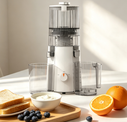 Fresh Smart HJ102A Slow Masticating Juicer Extractor di stampa fredda di livello professionale con goccia larga 135 mm, motore da 200 W e auto-pulizia per gli amanti dei succhi quotidiani