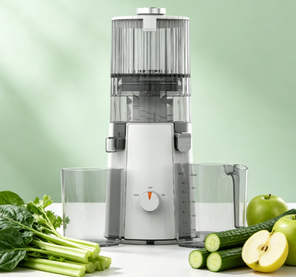 Fresh Smart HJ102A Stress Relief & Mood Support Slow Masticating Juicer 200W Calming Extract con 135mm Wide Chute, 55 RPM Cold Press Technology per il rilassamento naturale e il benessere emotivo