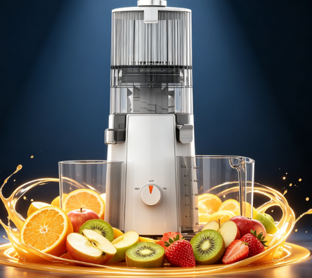 HJ102A Frullatore Lento Silenzioso – Meno di 70dB di Rumore, Tramoggia Larga 135mm, Contenitore Succo da 1000ml, Materiale PC Senza BPA