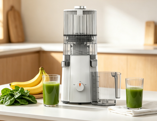 HJ102A Professional Home Juicer   Slow Squeeze Technology, 55 RPM, 98% Juice Yield, 3-Part Easy Clean